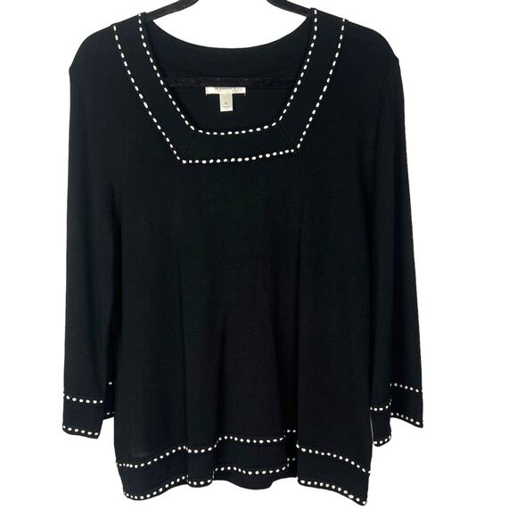 VINTAGE Woman’s Soft  Lightweight Square Neck Embroidered Sweater  XL - Picture 1 of 6